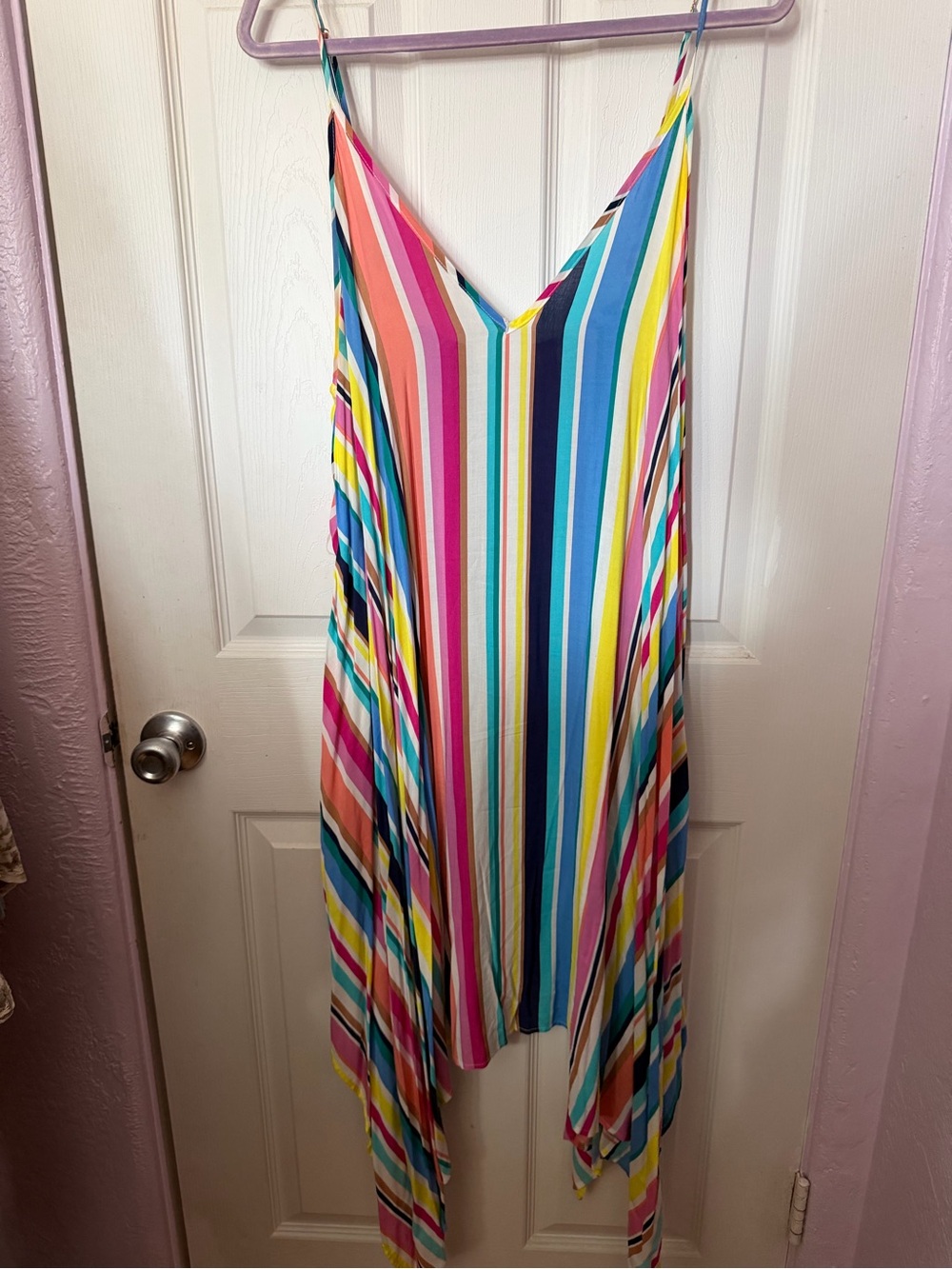Bleu Rod Beattie Multicolor Vertical Stripe Slip Dress